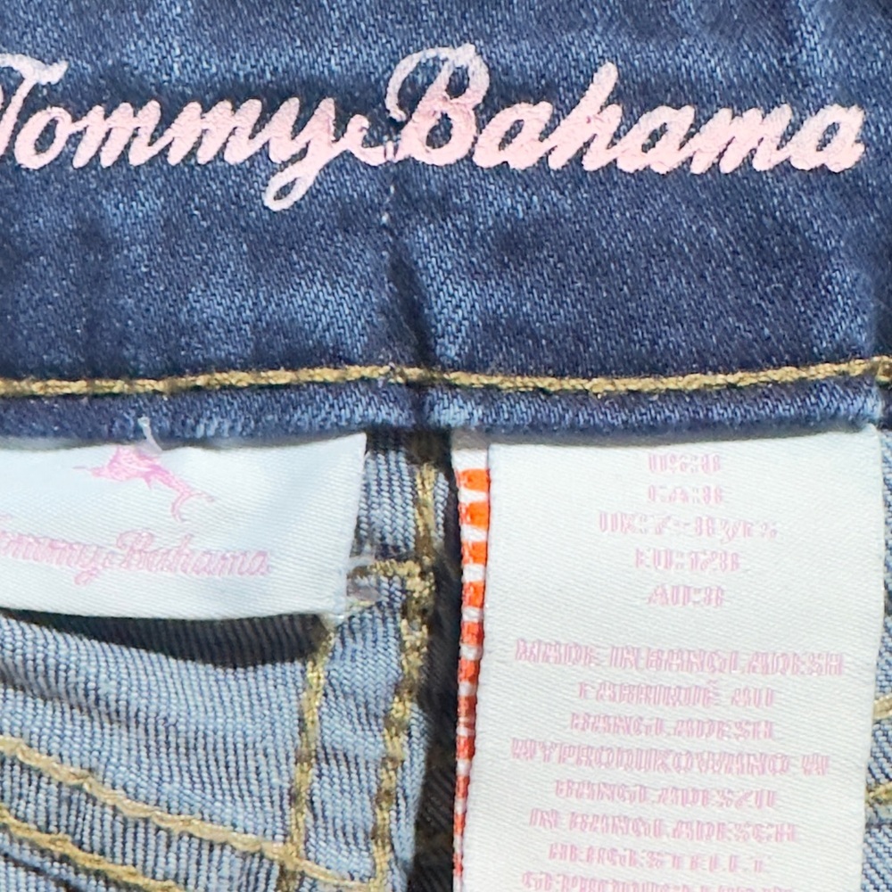 👉 Tommy Bahama Girls Tory Denim Bermuda Shorts Size 6 Blue Stretch Adjustable - Picture 3 of 7